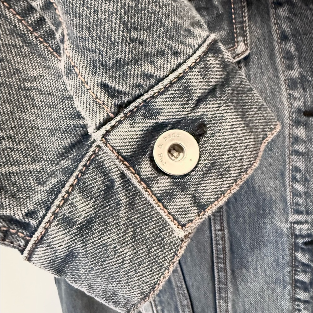 Rag & Bone Sherpa Collar Denim Trucker Jacket Medium Wash Size S NWOT - Picture 5 of 7
